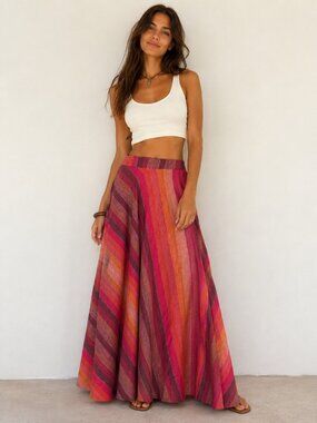 Vintage Curious 100% Cotton Geometric Print Wrap Skirt S
